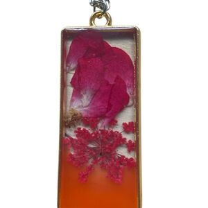 Gold and Red Floral Pendant Necklace
